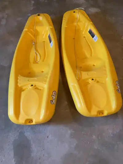 Pelican Solo Kids Kayaks. 6’ long. Rated for upto 130lbs Great for young paddlers as they are easy t...