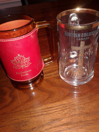 BRITISH COLUMBIA AND SASKATOON GLASS MUGS