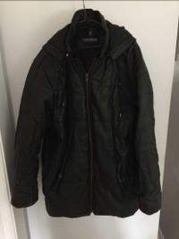 Men’s hooded leather jacket size Large