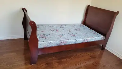 Wooden Twin Bed (includes a quality mattress), View more