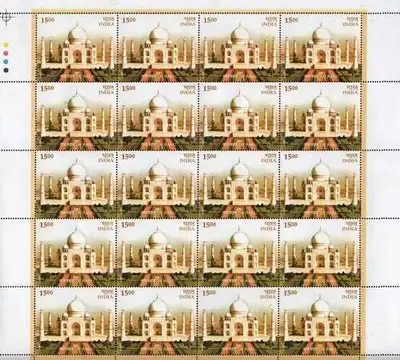 India Taj Mahal stamp mint sheet, View more