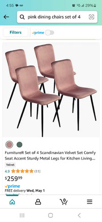 Set of 4 pink chairs