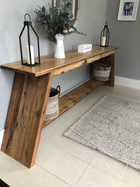 Reclaimed wood console table