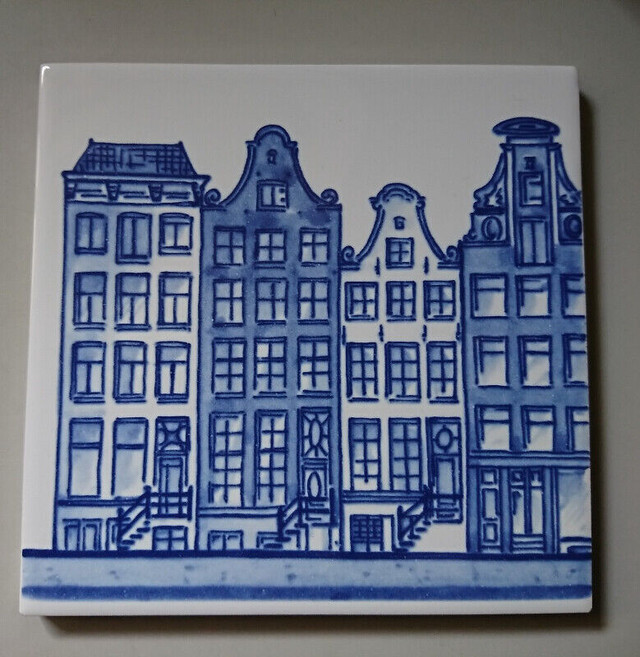 Delft Blue Porcelain Tile with a Row of Amsterdam Canal Houses in Arts & Collectibles in Oshawa / Durham Region
