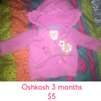 Baby girl 3 months Oshkosh hoodie 