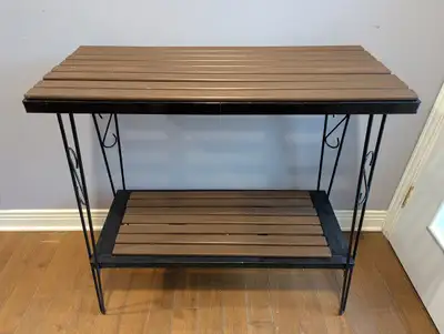 Hall Table. Iron Cast Hall Stand. Wood Top. Good condition. Wood Top made of HARD Wood. Maple Top. B...