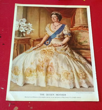VINTAGE QUEEN MOTHER OF ENGLAND 1952 MAGAZINE PICTURE 11X14