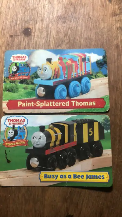 Character Cards for the Paint-Splattered Thomas, Busy as a Bee James, Barrel Truck, and Rusty with C...