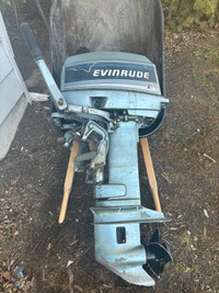 14 foot fibreglass boat with trailer and 25hp evinrude engine
