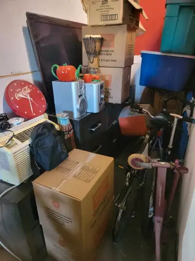 4×8 locker full of stuff Furniture Bikes TV and Stereo Air conditioner Mystery boxes Everything that...