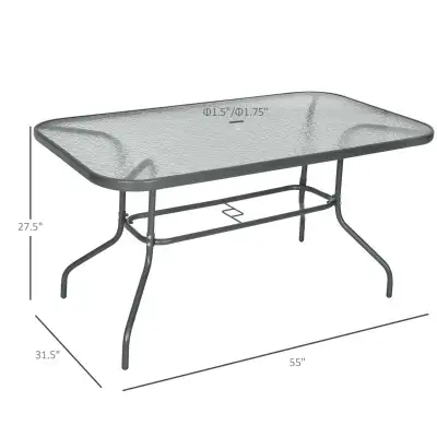 Metal Garden Dining Table with Umbrella Hole, Outdoor Patio Tabl, View more