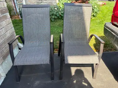 2 Grey stackable deck chairs, View more