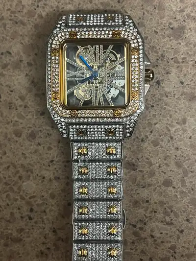 Iced out skeleton watch, View more