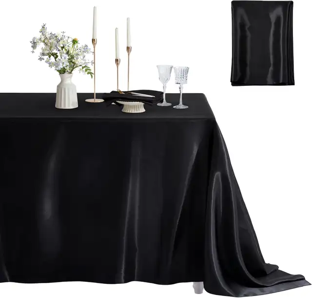 Black Satin 72 x 120" Table Cover Rectangle Silky Soft Cloth in Dining Tables & Sets in London - Image 2