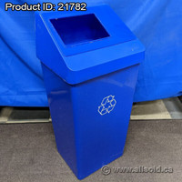 Square Blue Recycle Can w/ Lid