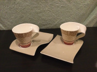 Villeroy and Boch new wave okavango cappuccino cup and saucer x2