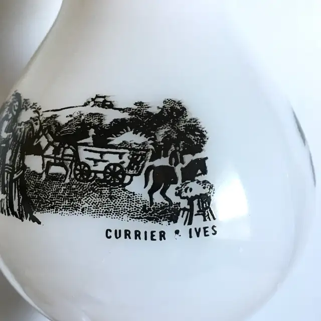 Vintage Currier & Ives Milk Glass And Wood 18" Tall Table Lamps in Indoor Lighting & Fans in Markham / York Region - Image 8