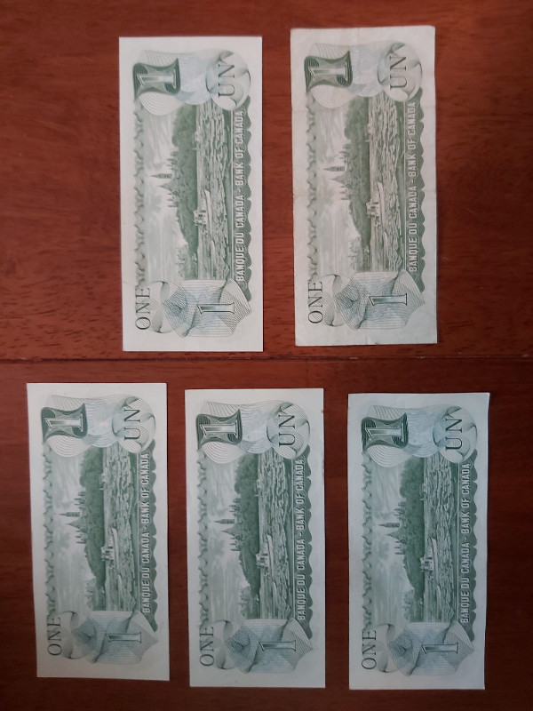 5 B of C 1973 $1 Bills Crow-Bouey AMW Numbers in Arts & Collectibles in Saint John - Image 4