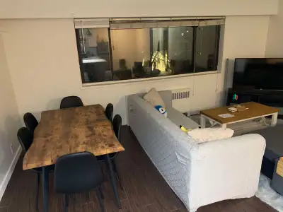 Live Edge Wood Finish MDF Top Dining Table w/ Black Metal Legs, View more