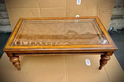 Coffee Table with Glass Top (solid wood), View more