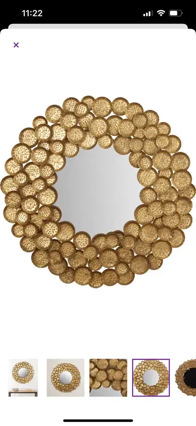 36” Spherical Gold Mirror, View more