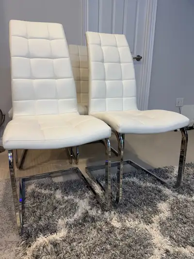 Glass Dining  Table with 6 white chairs, View more