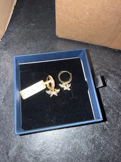 BGO 18kt Butterfly Hoop Earrings, View more