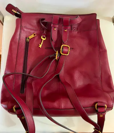 Fossil Red Leather Backpack, Like New, View more
