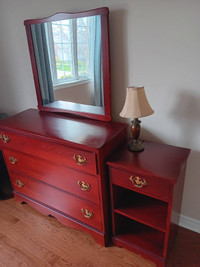 Vintage Three Door Dresser,Night Stand,Mirror Perfect Condition
