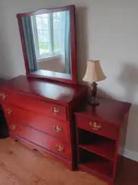 Vintage Three Door Dresser,Night Stand,Mirror Perfect Condition