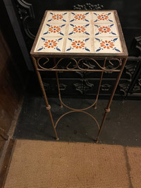 Wrought iron/ tiles tall table 