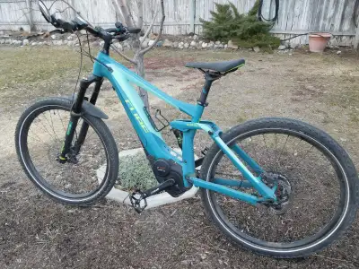 Have to sell my very cool full suspension EMTB. 2019 Cube Sting 140 Hybrid Race 500. Size medium 18"...