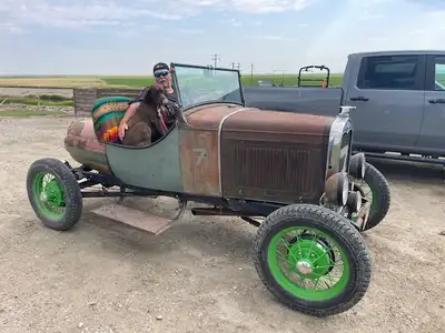 For sale a very neat 1931 ford model A speedster. roadster cowl and windshield. backend is 2 47 IHC...