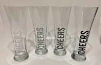 Set of 4 CHEERS Tall Pilsner Glasses