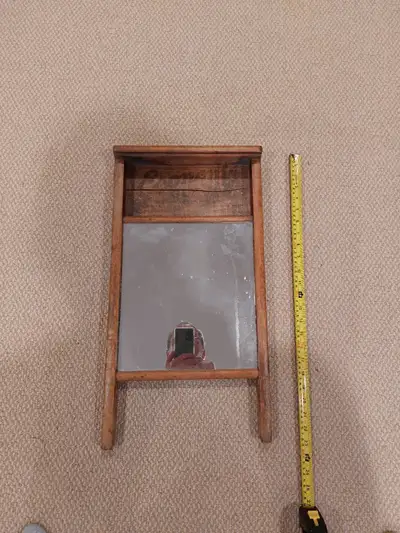 Antique wash board mirror , View more