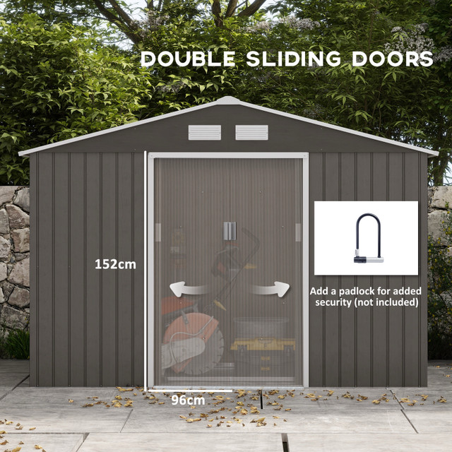 9.1'x6.4'x6.3' Garden Storage Shed w/ Foundation Kit Metal Tool  in Outdoor Tools & Storage in Markham / York Region - Image 4