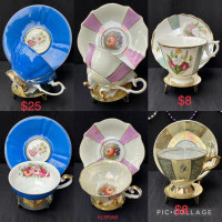 Vintage 1940s Hand painted Japanese tea cups 