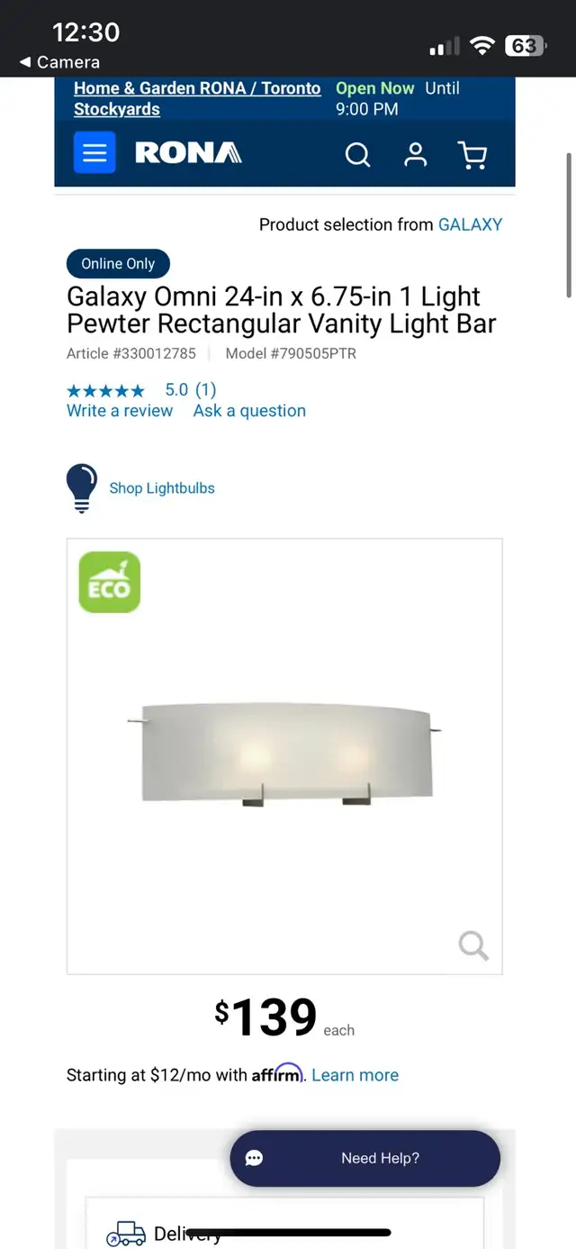 Frosted glass bathroom vanity wall light (2 bulb) in Indoor Lighting & Fans in Oakville / Halton Region - Image 2