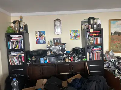 2 deep solid dark wood bookshelf, View more