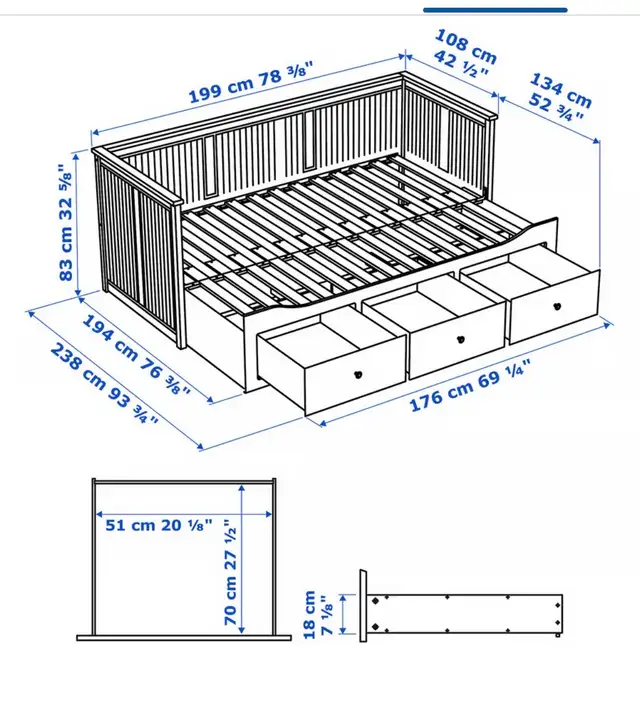 Lit Hemnes blanc  Ikea in Beds & Mattresses in City of Montréal - Image 3