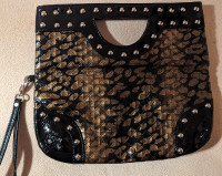Candice Los Angeles  Black & Gold  Studded Clutch Bag Purs