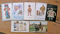 Vintage Cartoon Post Cards With Messages and Postage