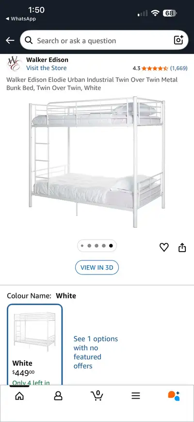 White metal bunk or two separate twin beds, View more
