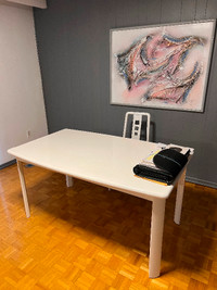 White lacquer table -can use for tv stand -kitchen table-or desk
