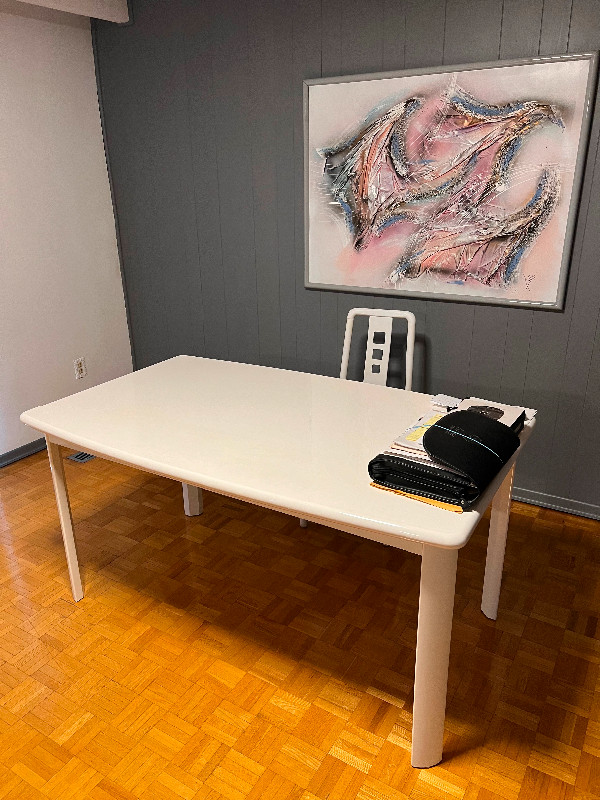 White lacquer table -can use for tv stand -kitchen table-or desk in Desks in Mississauga / Peel Region