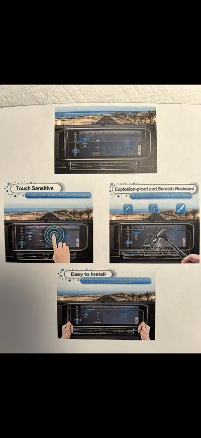 Screen Protector: for 12.3”L touch screen x 9”H tempered glass. For Jeep Wrangler (Sport / Sport S /...