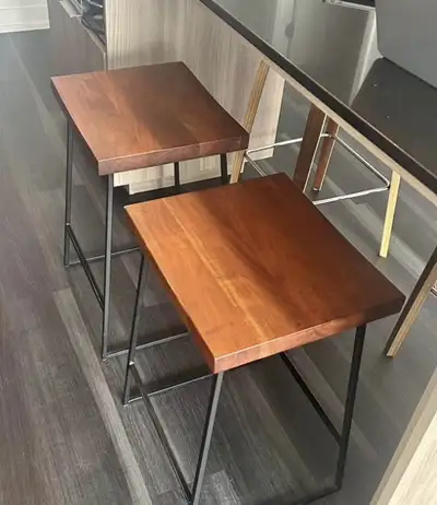 2 Structube Pacifica solid Acacia wood stool, View more