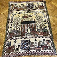 Goodwin Weavers Ellen Stouffer Large Blanket Folk Art 64 x 48