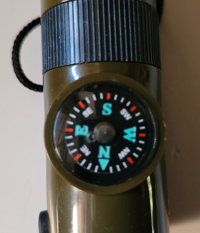 7-1 Emergency Survival Whistle, Thermometer, Compass, Flashlight in Fishing, Camping & Outdoors in Oshawa / Durham Region - Image 3
