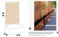 Wooden Privacy Screen Built in Planter